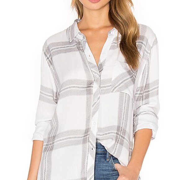 Rails Hunter Button Down in White and Sterling Top Size S - Picture 2 of 8